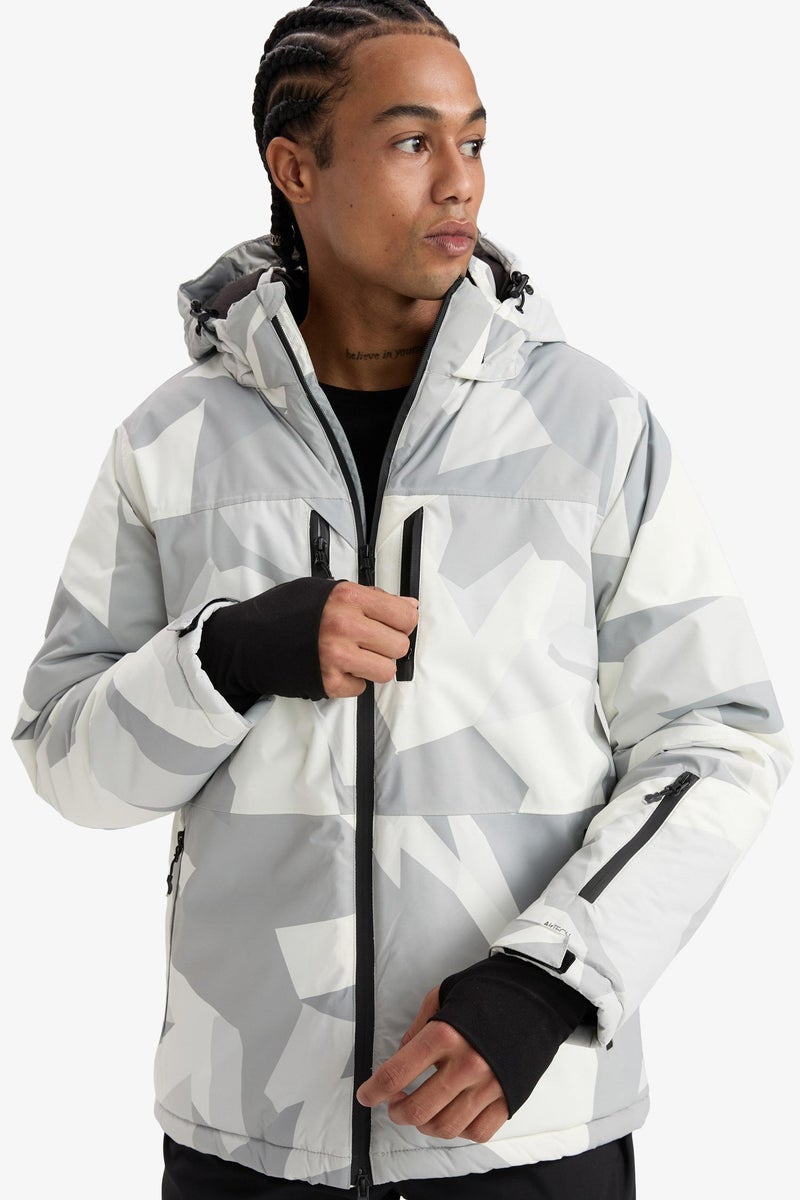 DeFacto Grey Man Zippered Ultra Protective Windproof Waterproof Ski Jacket Casual - Image 2